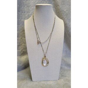 Loft Brand Clear Faceted Glass Tear Drop Gold Tone Bee Charm Necklace N1E